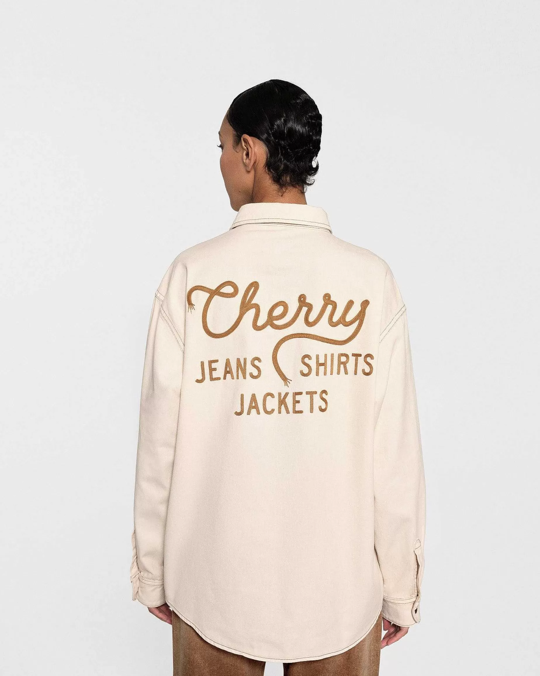 Cherry Shirting-Denim Overshirt (Vintage White)