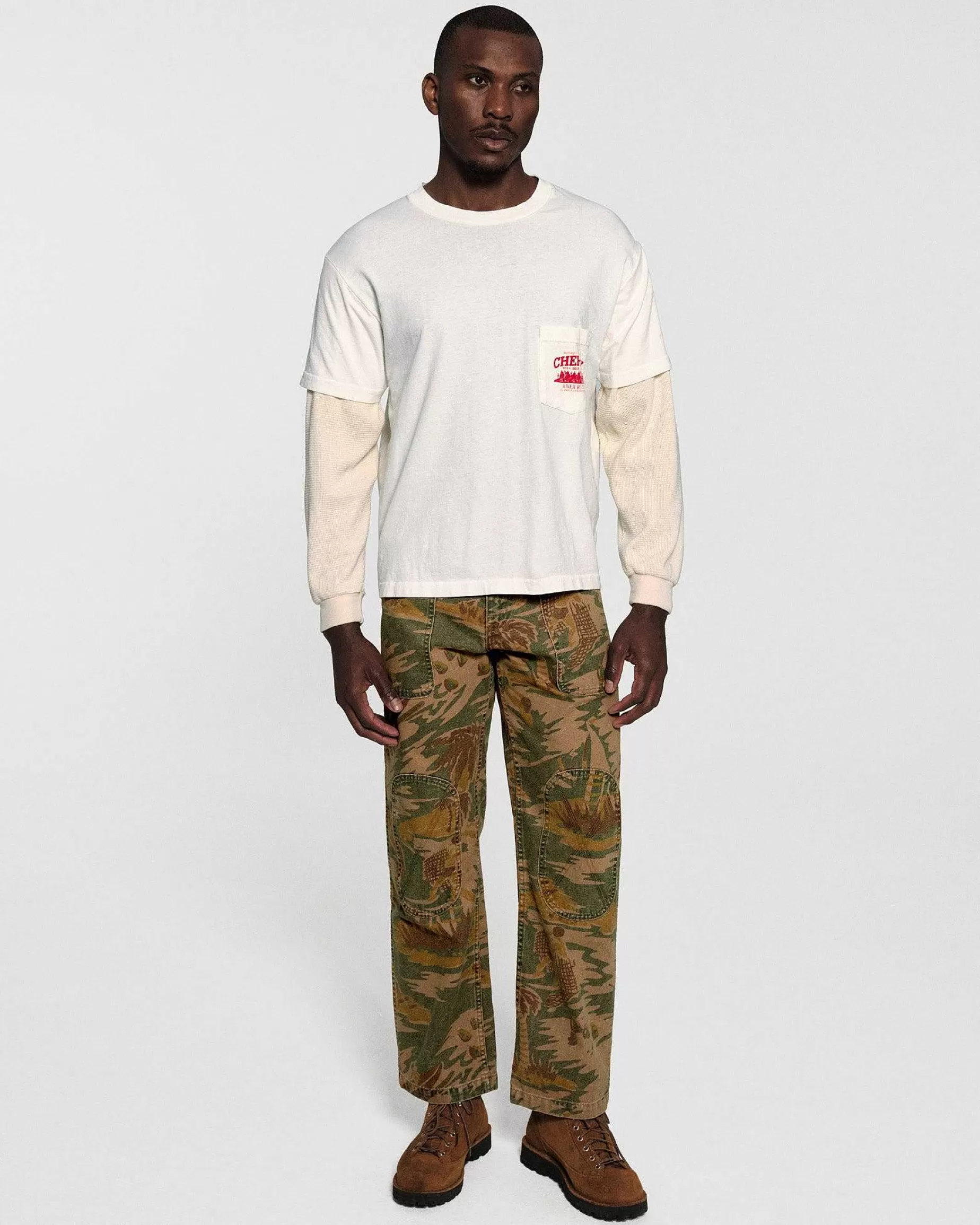Cherry Tees & Long Sleeves-River Run Boxy Pocket Thermal L/S (Vintage White)