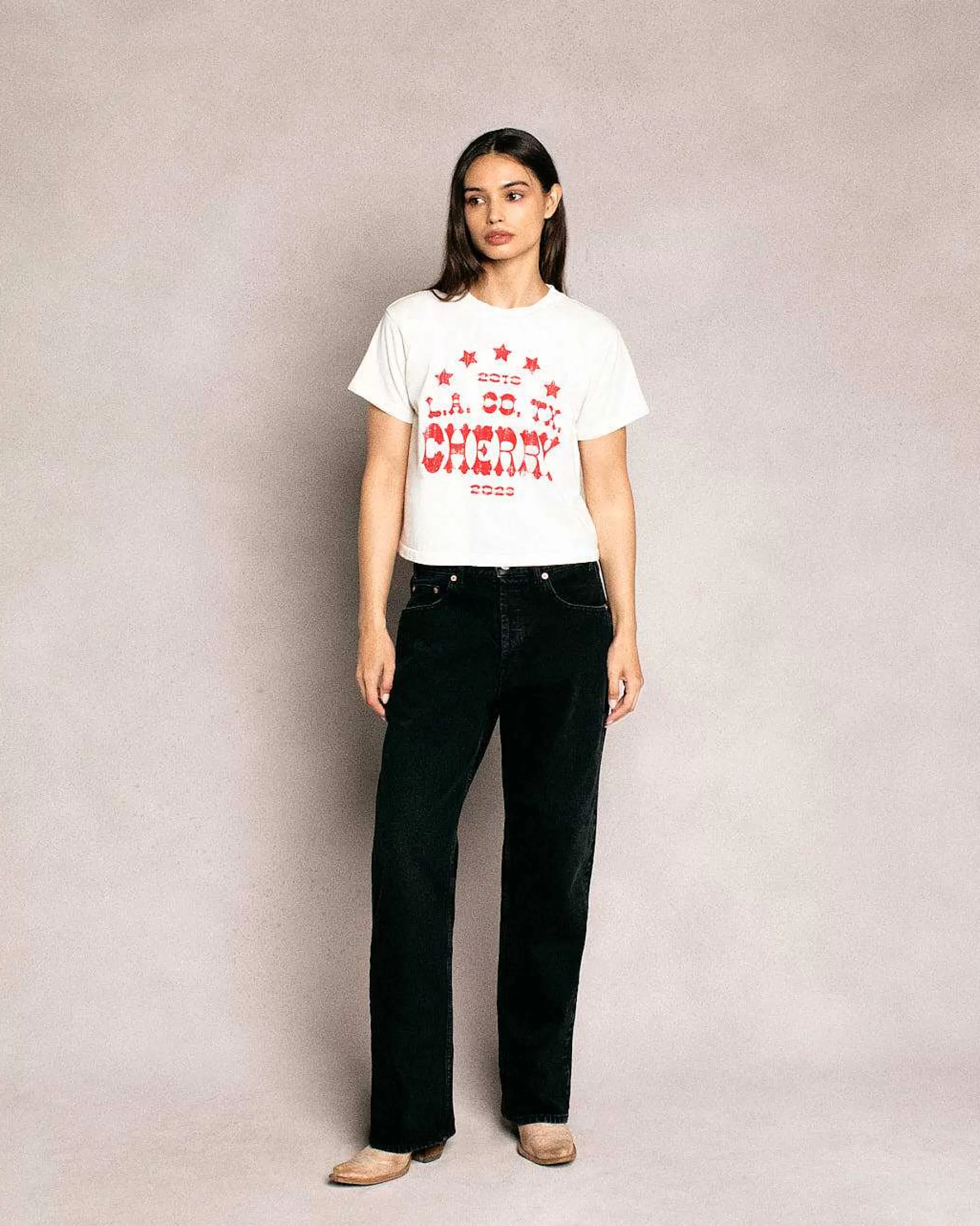 Cherry Women'S-Tri State Boxy Baby Tee (Vintage White)
