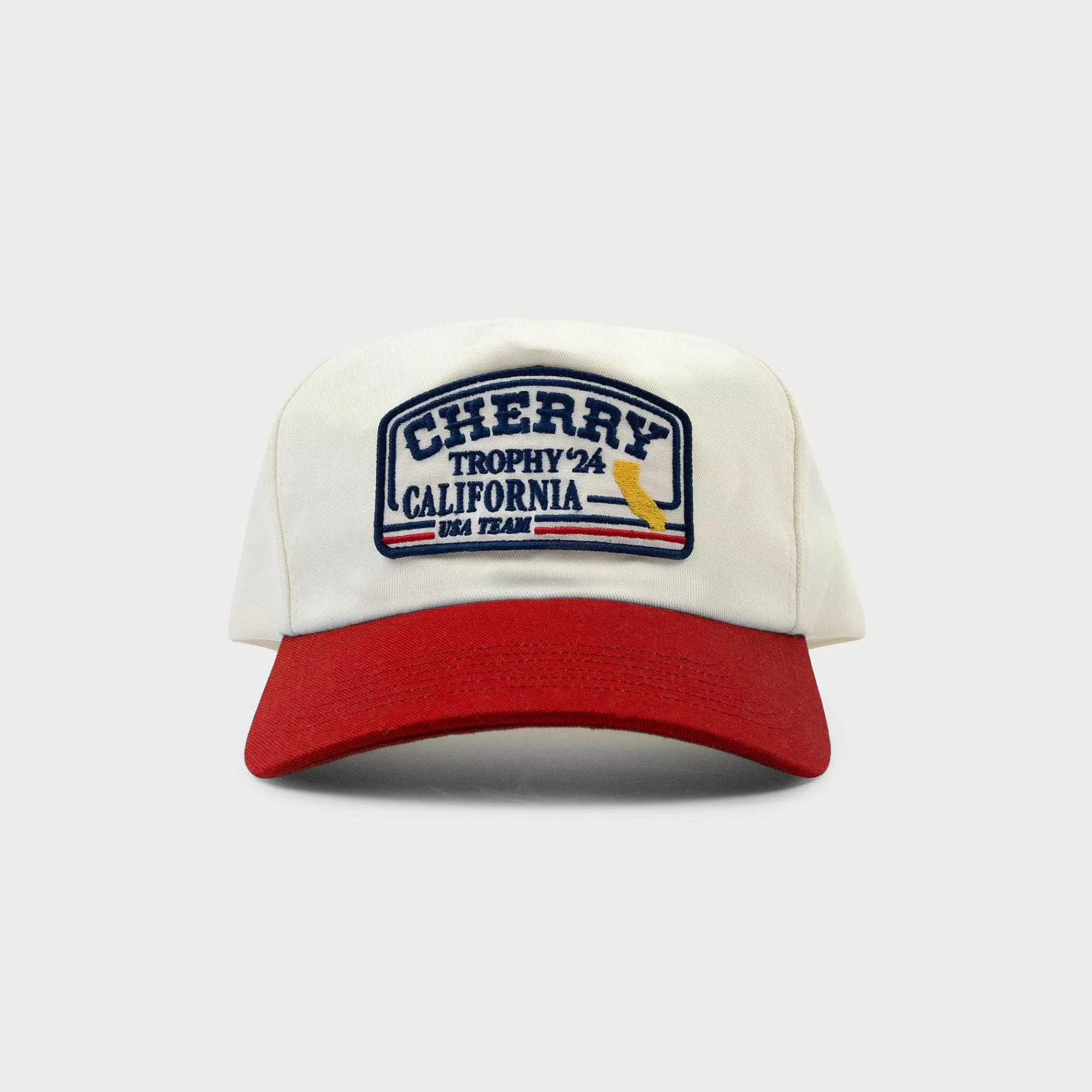 Cherry Headwear-Trophy 5 Panel (Ivory/Red)