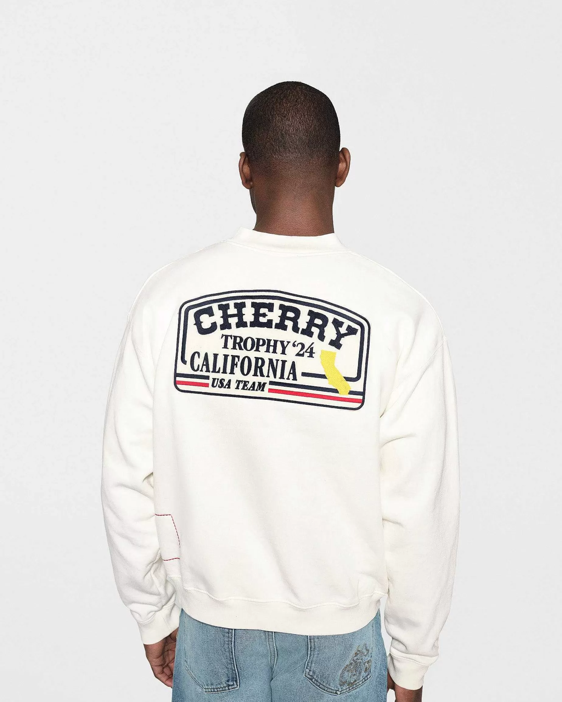 Cherry Sweatshirts-Trophy Henley Crewneck (Vintage White)